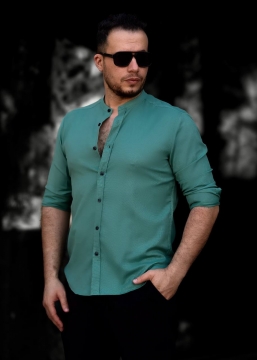 Модная однотонная мужская рубашка с длинным рукавом Р-1407