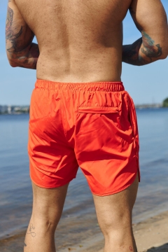 Оранжевые мужские пляжные шорты с карманами на молнии С-559