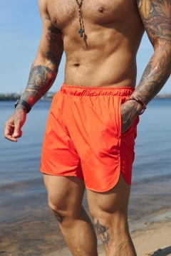 Оранжевые мужские пляжные шорты с карманами на молнии С-559