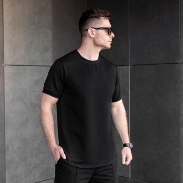 Черная однотонная мужская футболка Pobedov Ф-1366