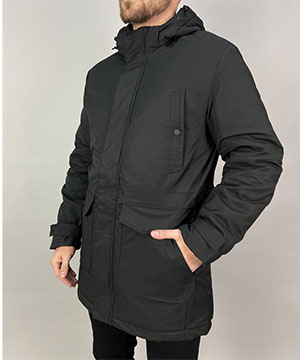 Стильная черная мужская зимняя куртка К-860