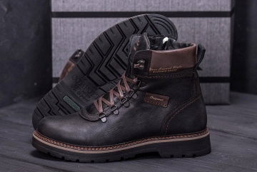 Черные зимние мужские ботинки из натуральной кожи Т-733