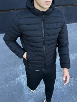 Стеганая мужская черная демисезонная куртка К-1060