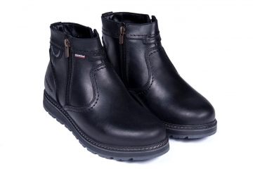 Мужские зимние черные кожаные ботинки Kristan на молнии Т-868