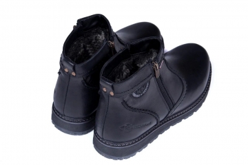 Чоловічі зимові чорні шкіряні черевики Kristan на блискавці Т-868