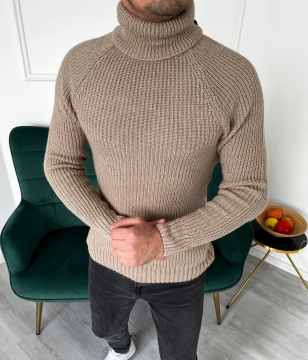 Теплый и стильный мужской вязаный свитер с горлом Т-1034