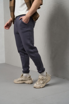 Темно серые мужские теплые спортивные штаны Б-588