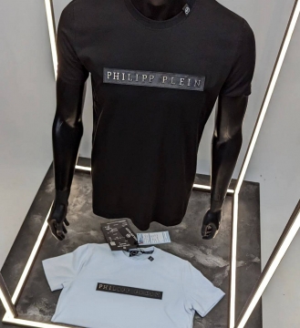 Чорна брендова чоловіча футболка Plein Ф-1291