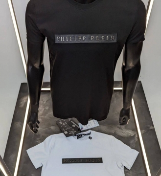 Чорна брендова чоловіча футболка Plein Ф-1291
