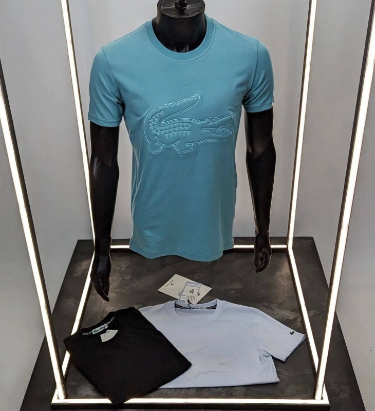 Блакитна футболка Lacoste з крокодилом на грудях Ф-1295