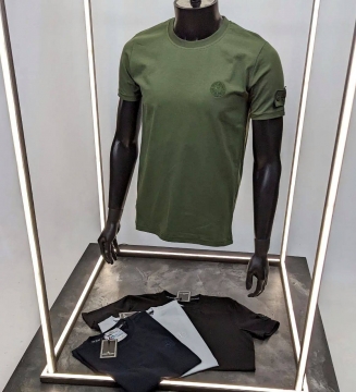 Брендовая мужская футболка хаки Stone island Ф-1297