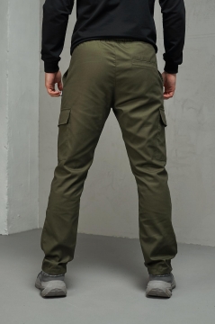 Мужские штаны карго хаки прямого кроя на резинке Б-604