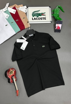 Черное мужское стильное поло Lacoste Ф-1350