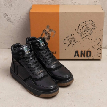 Мужские зимние кожаные ботинки LK Step Black Т-989
