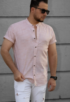 Стильная мужская летняя рубашка воротник стойка Р-1520