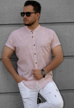 Стильная мужская летняя рубашка воротник стойка Р-1520