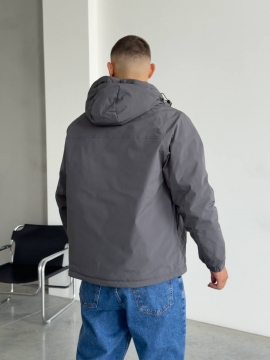 Мужская осенняя куртка с капюшоном в оттенке графит К-1455