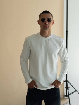 Белый мужской тонкий лонгслив Т-1266