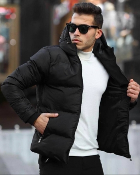 Чорна чоловіча куртка Stone Island на осінь зиму (білий логотип) К-885-1