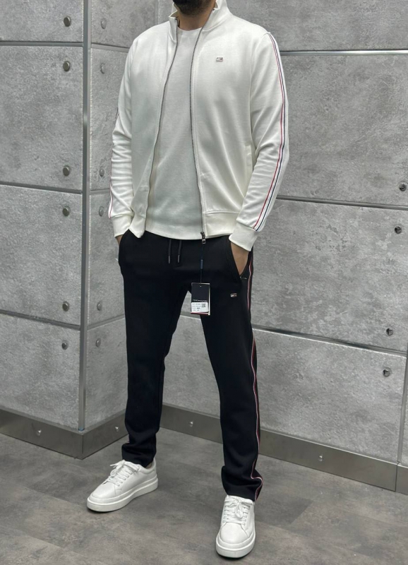 Стильный брендовый спортивный костюм Tommy с кофтой на молнии К-951