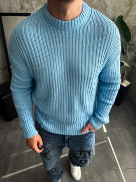 Модний блакитний светр на осінь вільного крою Т-1281