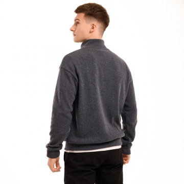 Темно серый джмепер с молнией на шее из ангоры Т-1288