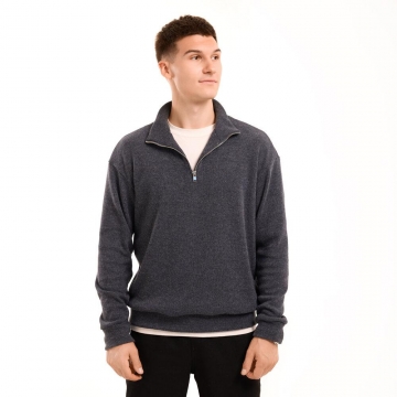 Темно серый джмепер с молнией на шее из ангоры Т-1288