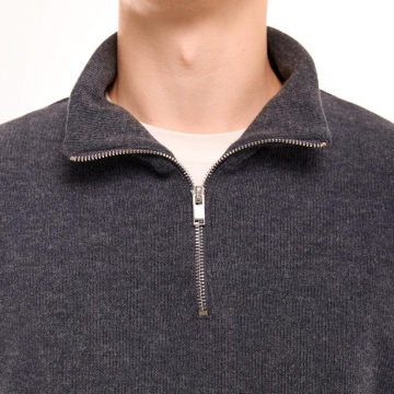 Темно серый джмепер с молнией на шее из ангоры Т-1288