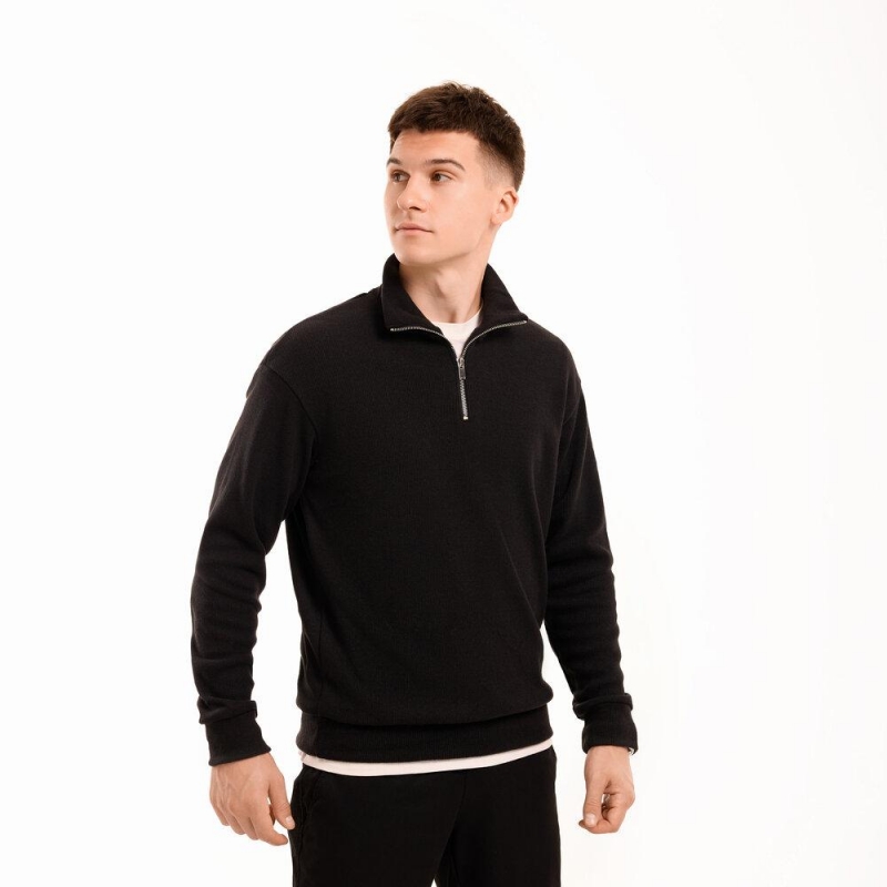 Черный джемпер из ангоры с молнией на шее Т-1290