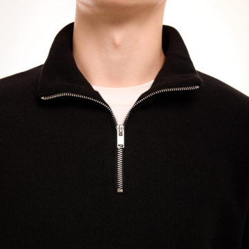 Черный джемпер из ангоры с молнией на шее Т-1290