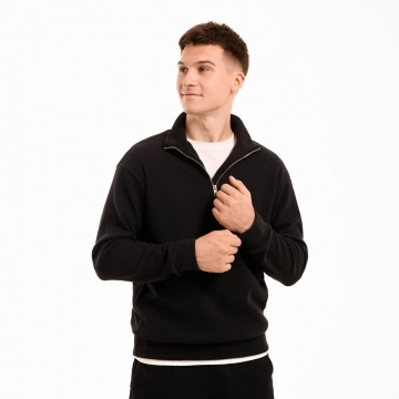 Черный джемпер из ангоры с молнией на шее Т-1290