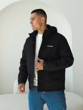 Чорна демісезонна чоловіча куртка з капюшоном К-1488