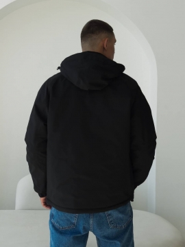 Чорна демісезонна чоловіча куртка з капюшоном К-1488