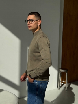 Стильный джемпер на молнии в оттенке хаки Т-1303