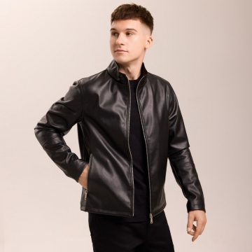 Стильная мужская осенняя куртка из экокожи К-1499