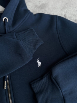 Темно синий теплый мужской спортивный костюм с кофтой на молнии К-896