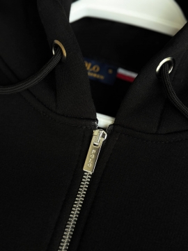 Черный мужской спортивный теплый костюм на молнии на флисе К-959