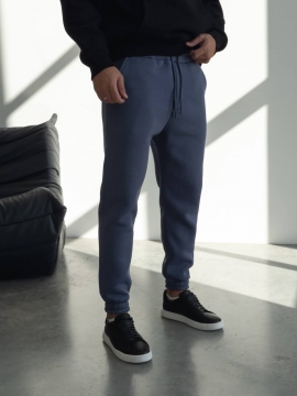 Теплые мужские спортивные штаны в оттенке индиго Б-696