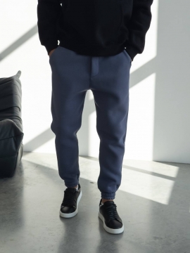 Теплые мужские спортивные штаны в оттенке индиго Б-696