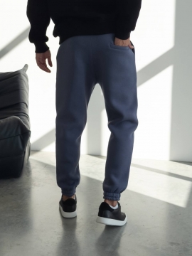 Теплые мужские спортивные штаны в оттенке индиго Б-696