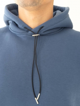 Темно синее мужское теплое худи на флисе с капюшоном Т-1317