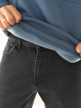 Темно синее мужское теплое худи на флисе с капюшоном Т-1317