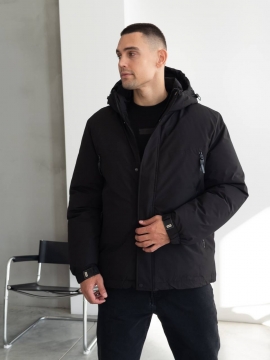 Чорна чоловіча стильна зимова курточка до -15 градусів К-1536