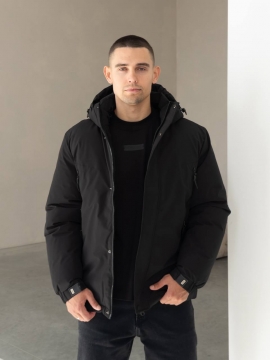 Чорна чоловіча стильна зимова курточка до -15 градусів К-1536