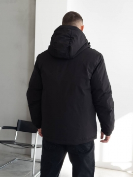 Чорна чоловіча стильна зимова курточка до -15 градусів К-1536
