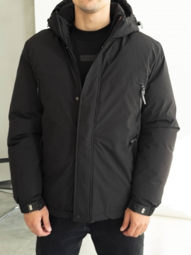 Чорна чоловіча стильна зимова курточка до -15 градусів К-1536