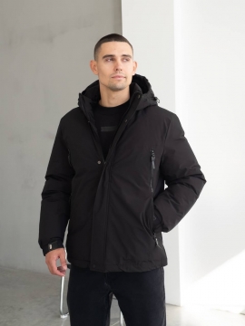 Чорна чоловіча стильна зимова курточка до -15 градусів К-1536