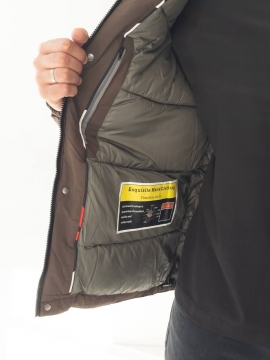 Коричнева чоловіча куртка на зиму з капюшоном К-1537