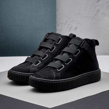 Модные кожаные мужские зимние ботинки Gross на липучках Т-1020