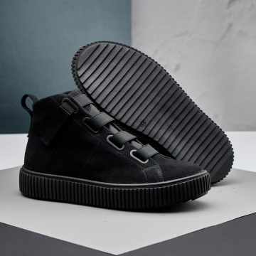 Модные кожаные мужские зимние ботинки Gross на липучках Т-1020